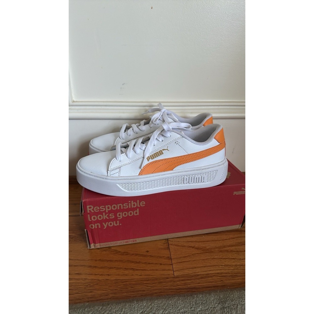 NEW Puma Smash Platform Pink White Sneakers Women's Fashion Shoes Size 10 - Picture 4 of 10